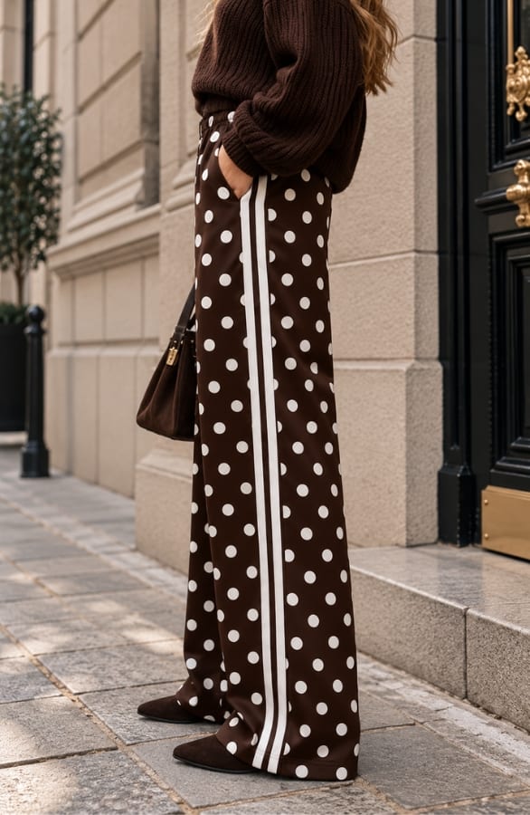 Wide Leg Bies Broek Polkadot Choco – flared broeken, foto 2