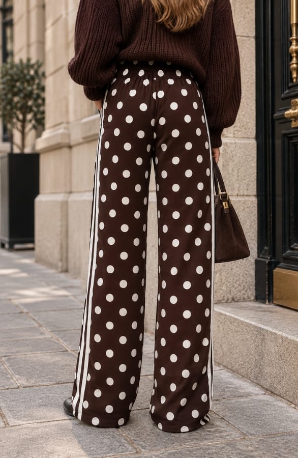 Wide Leg Bies Broek Polkadot Choco – flared broeken, foto 2