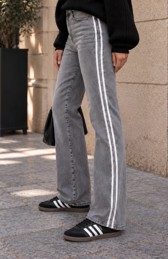Wide Leg Jeans Bies Grey Stretch FMH