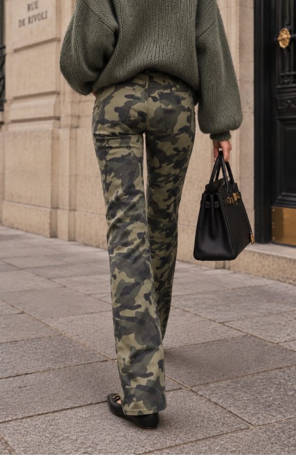Wide Leg Jeans Camouflage Stretch FMH – flared broeken, foto 5