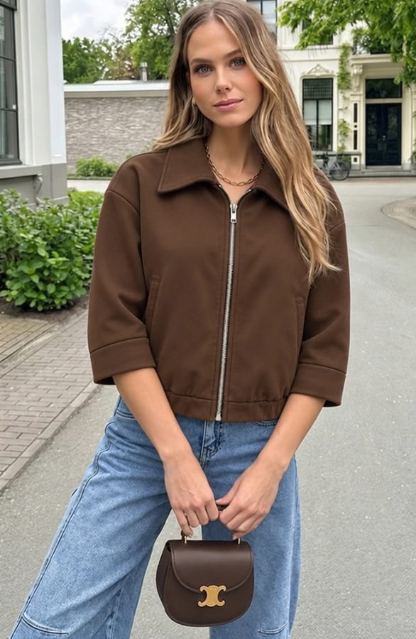 Boxy Zip Jacket Choco – jassen, foto 3
