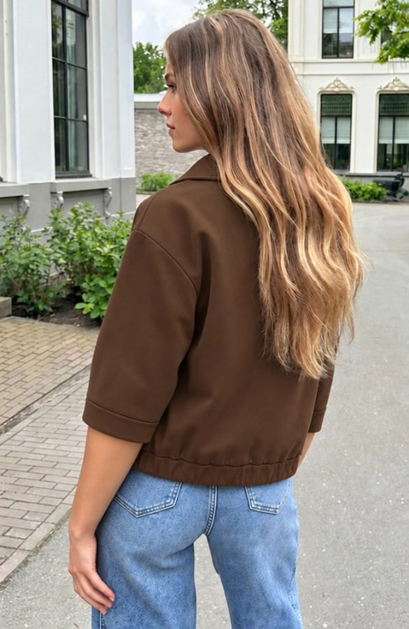 Boxy Zip Jacket Choco – jassen, foto 2