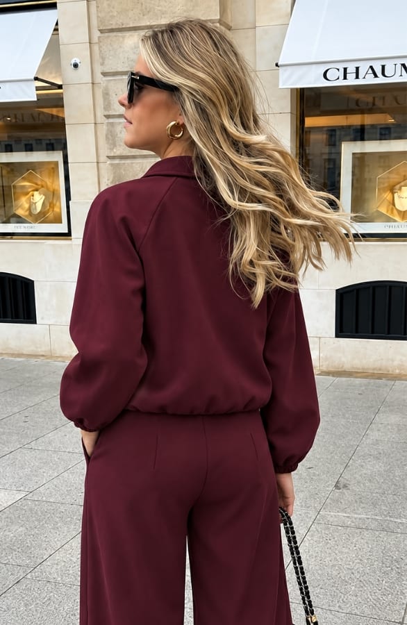 Collared Zip Jacket Burgundy – jassen, foto 4