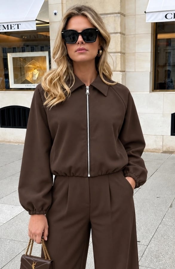 Collared Zip Jacket Choco