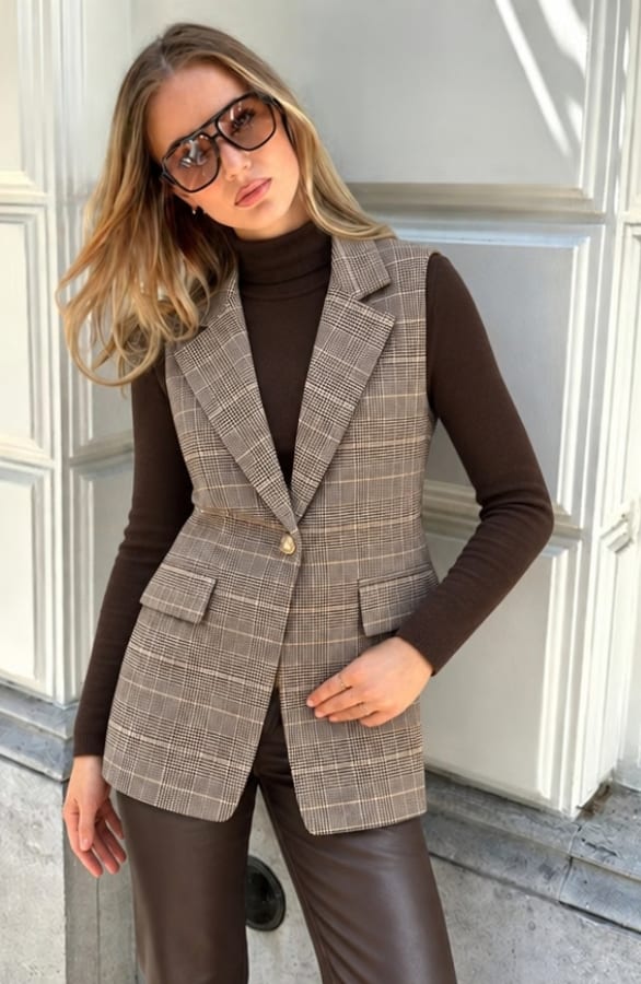 Elegant Blazer Gilet Checked