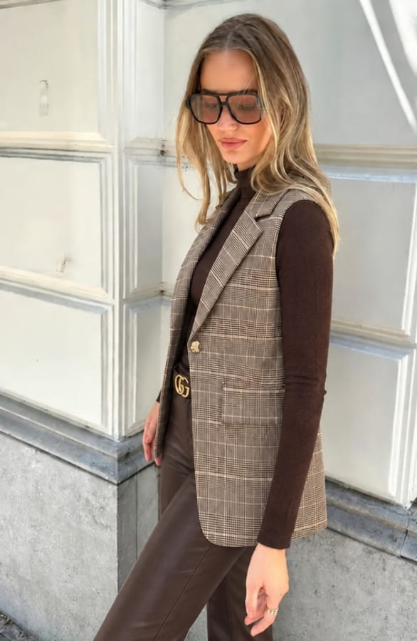 Elegant Blazer Gilet Checked – gilets, foto 2
