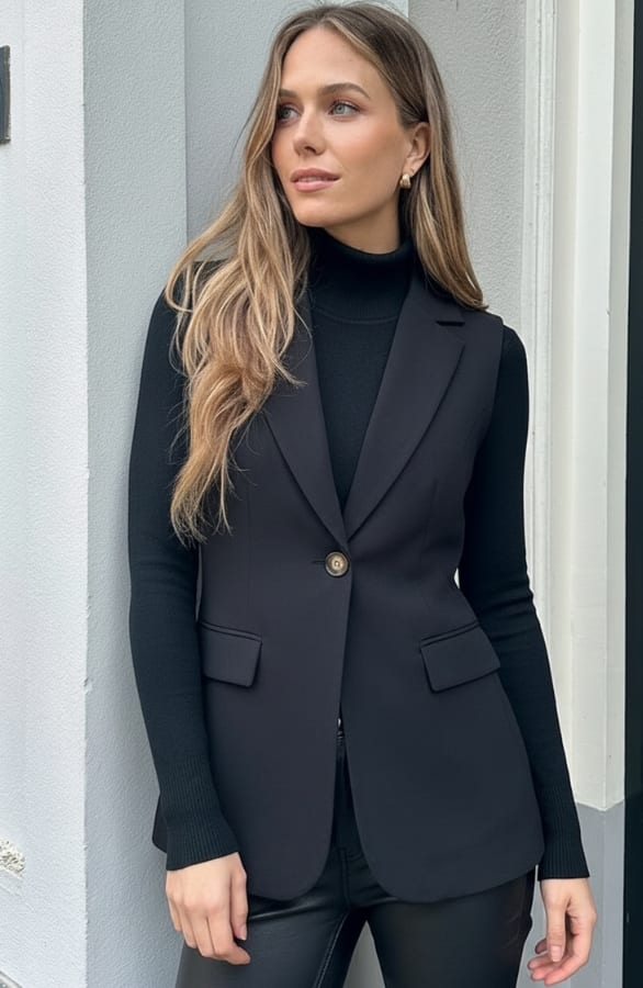 Elegant Blazer Gilet Zwart