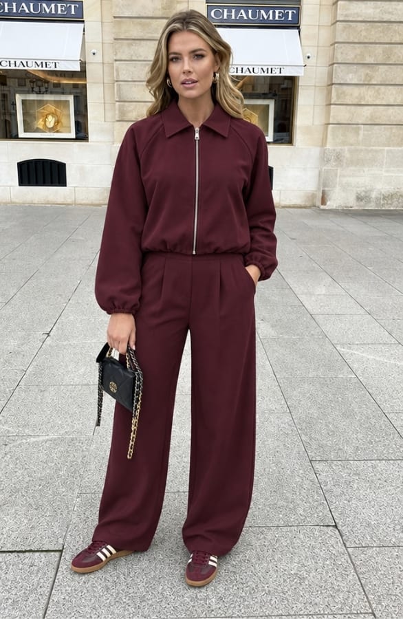 Mila Suit Pantalon Regular Burgundy – broeken, foto 3