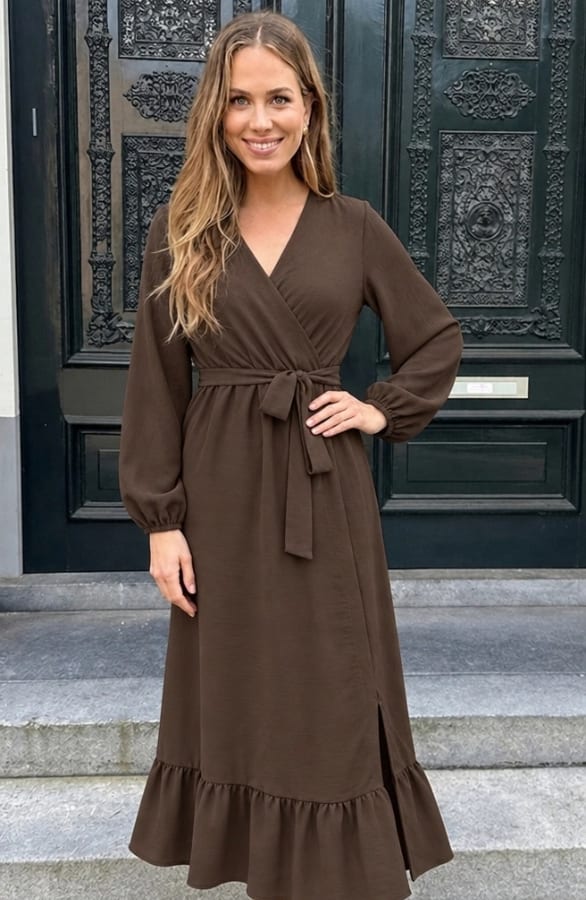 Split Jurk Midi Choco – jurken, foto 3