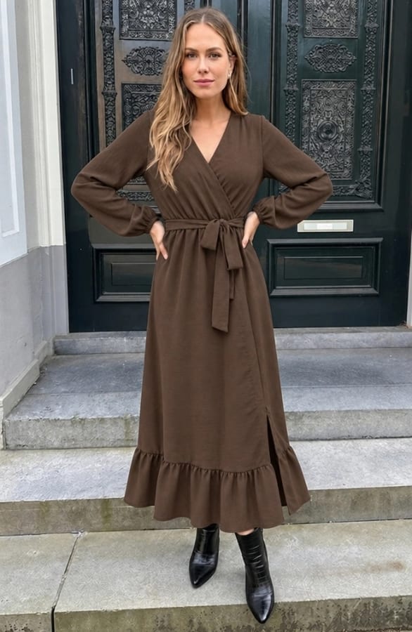 Split Jurk Midi Choco – jurken, foto 2