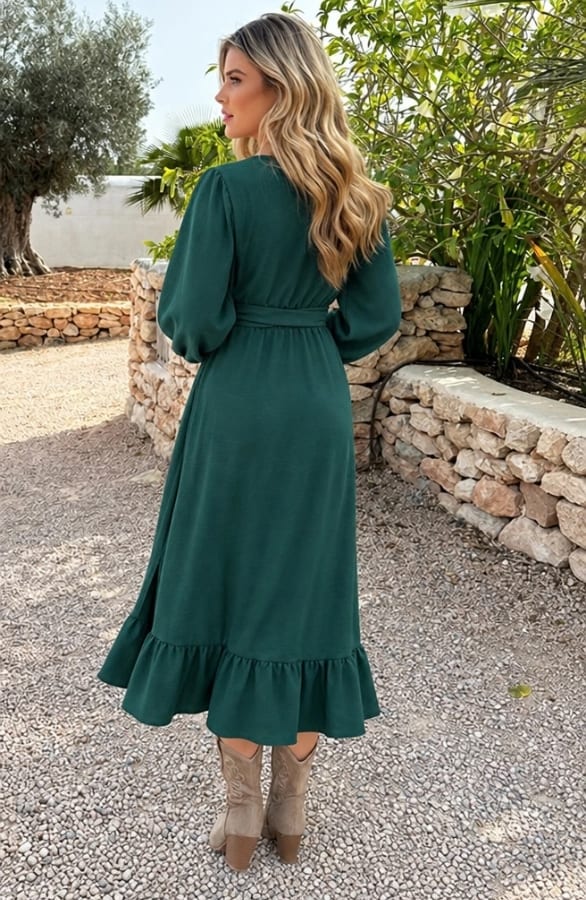 Split Jurk Midi Smaragd – jurken, foto 8