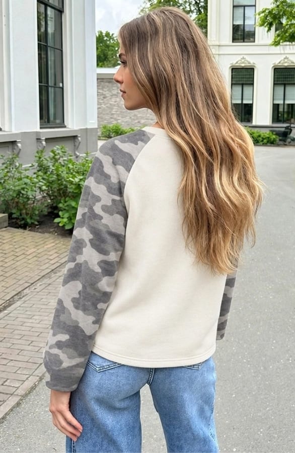 Stay Progress Longsleeve Top Camo Grey – tops, foto 3