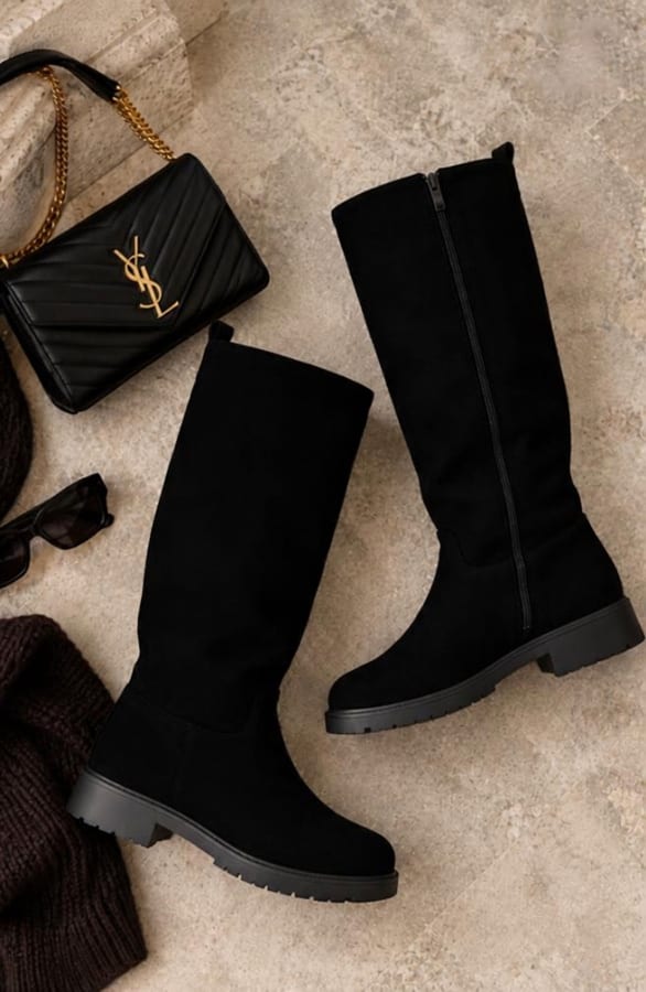 Suedine Fall Boots Zwart – alle schoenen, foto 2