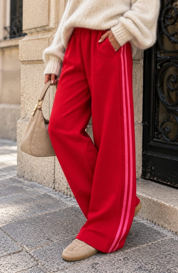 Wide Leg Bies Broek Rood Fuchsia