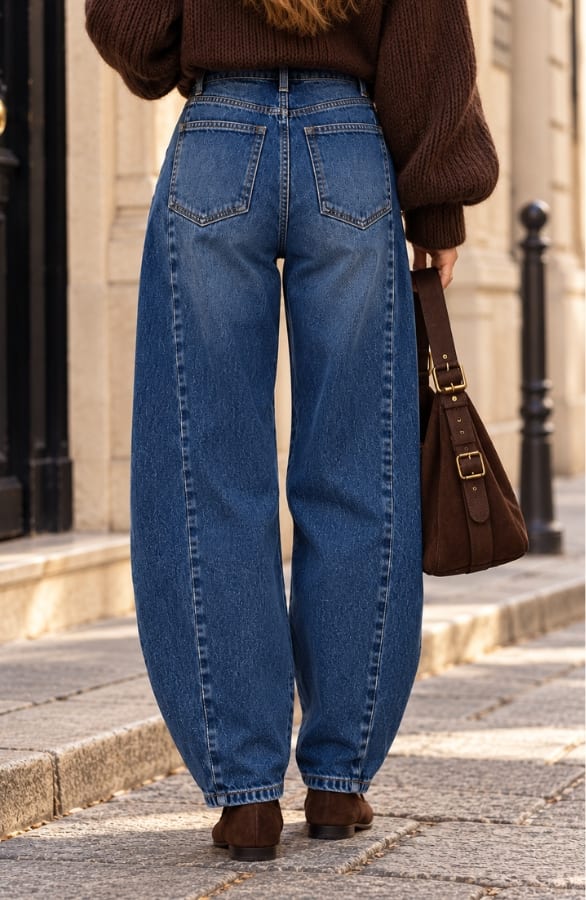 Balloon Fit Wide Leg Jeans Stretch Dark Blue – spijkerbroeken, foto 4