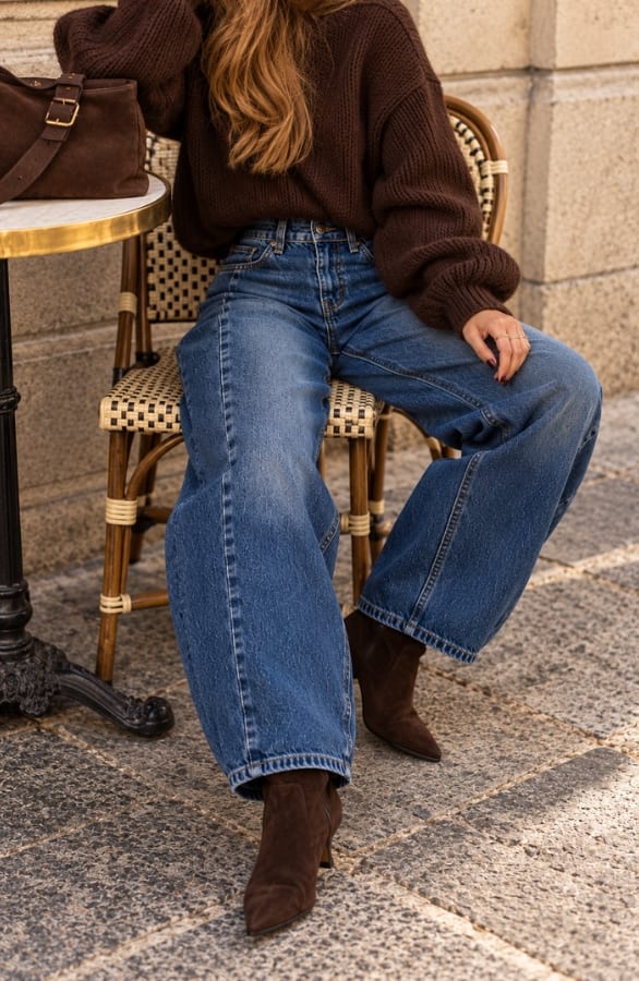 Balloon Fit Wide Leg Jeans Stretch Dark Blue – spijkerbroeken, foto 4