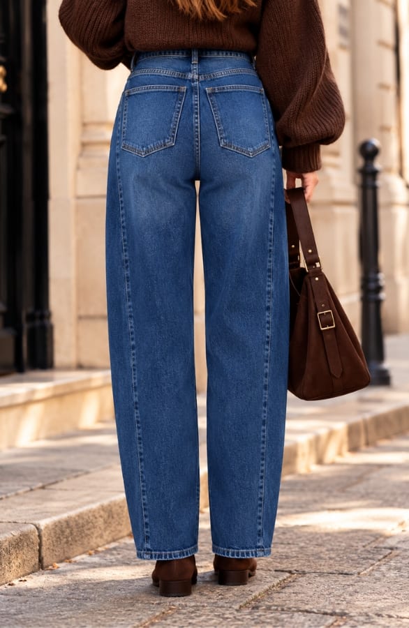 Balloon Fit Wide Leg Jeans Stretch Dark Blue – spijkerbroeken, foto 3