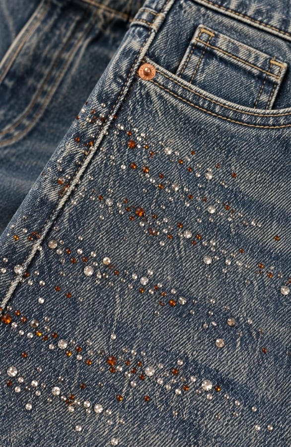Barrel Jeans Ultra High Waist Stone Wash Strass – spijkerbroeken, foto 5