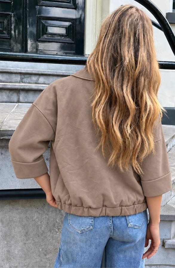 Boxy Zip Jacket Taupe – jassen, foto 4