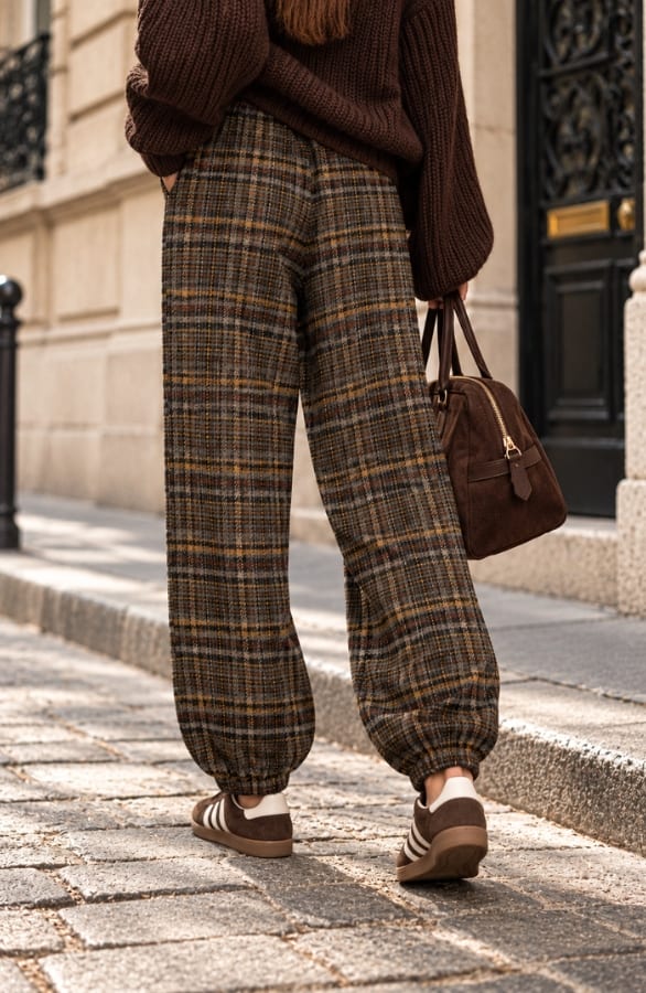 Checked Balloon Pants Brown – broeken, foto 3