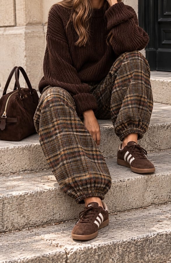 Checked Balloon Pants Brown – broeken, foto 2