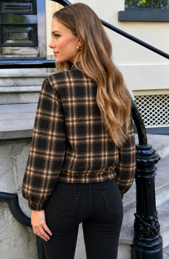 Checked Flannel Jacket Black – jassen, foto 4