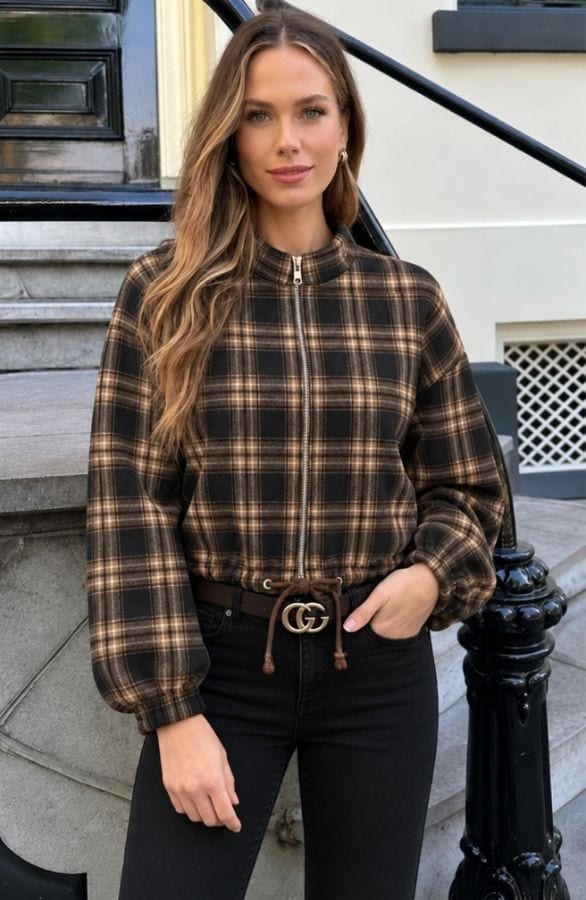 Checked Flannel Jacket Black