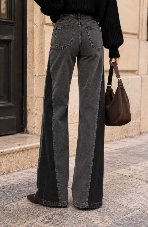 Fitted Denim Jeans Grey With Contrast Panel – spijkerbroeken, foto 3
