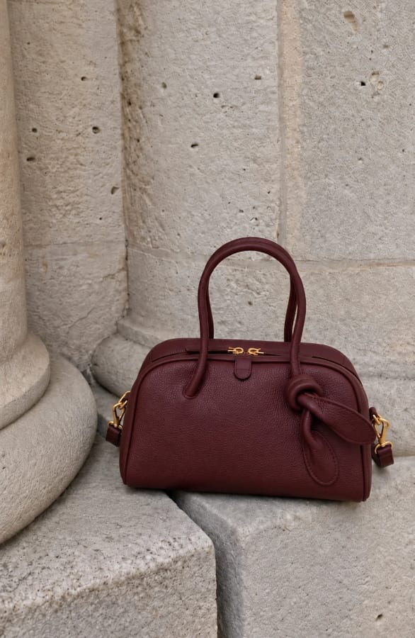 Handtas Met Knoop Burgundy