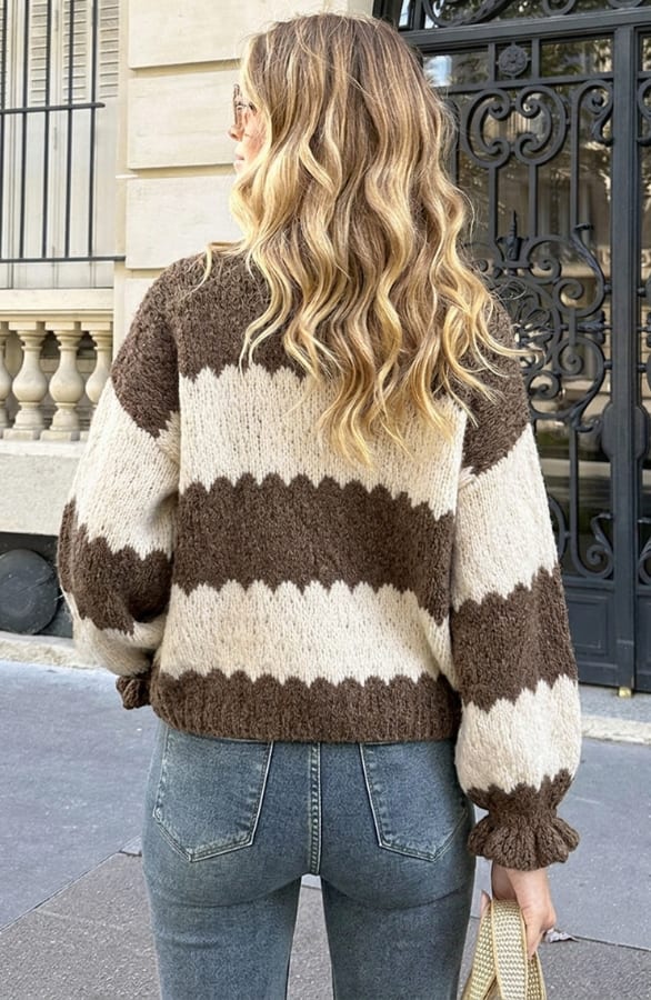 Soft Striped Knit Sweater Chocolate, Pullover, Foto 4