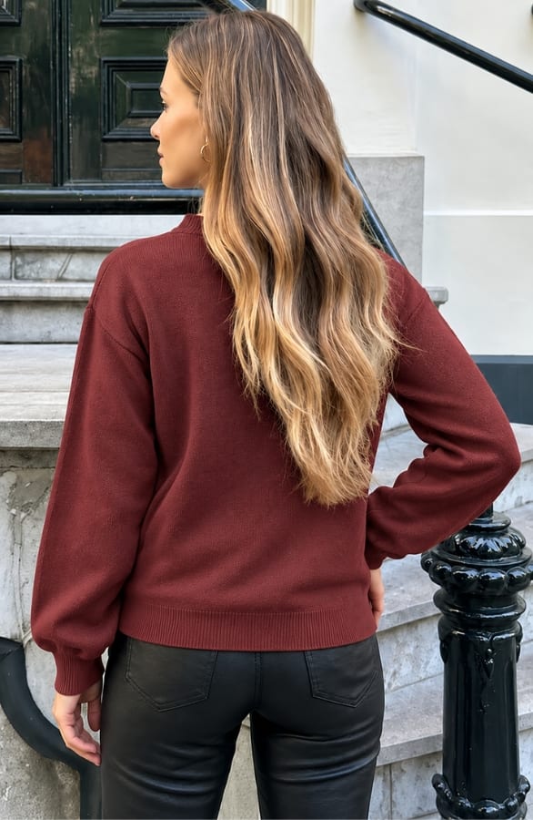 Soft Sweater Studs Burgundy – truien, foto 3