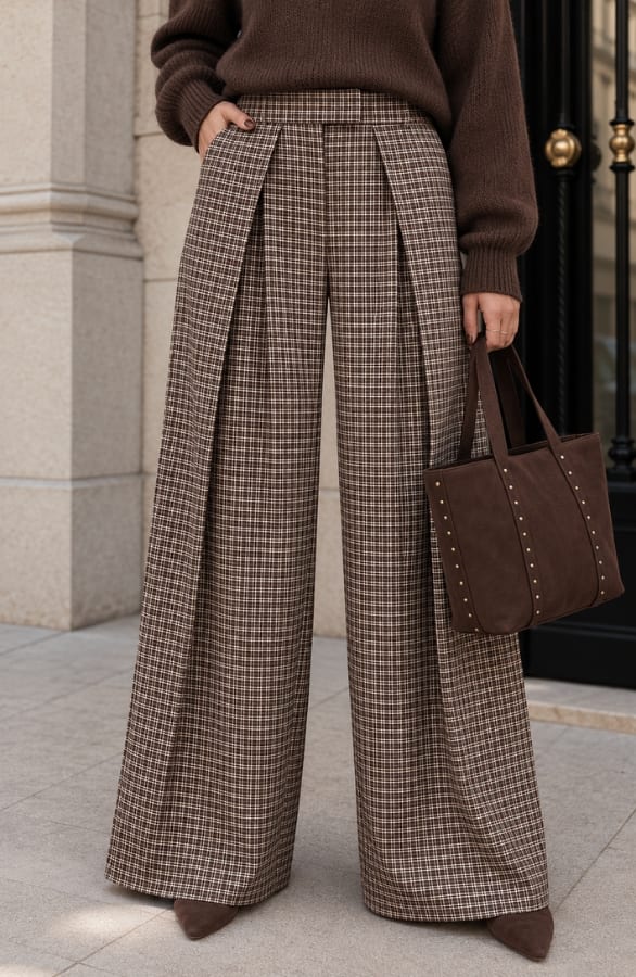 Ultra Pleated Wide Leg Pants Check