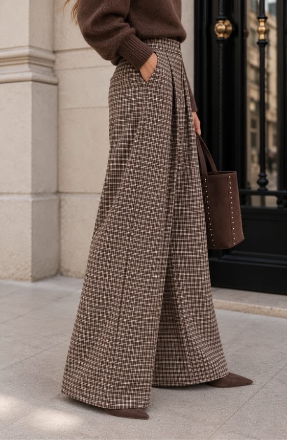 Ultra Pleated Wide Leg Pants Check – flared broeken, foto 2