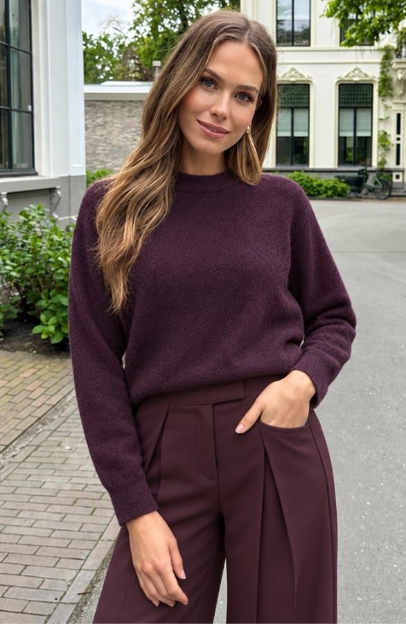 Ultra Zachte Gebreide Trui Burgundy