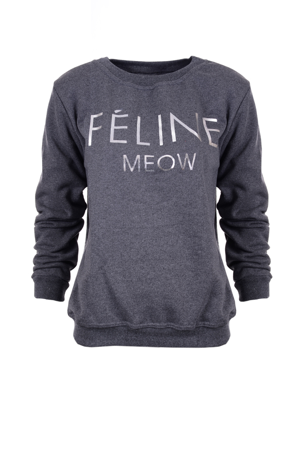 Feline Meow Sweater Zilver – shoparchief
