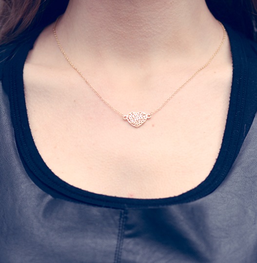 Metal Heart Necklace Goud – shoparchief, foto 2