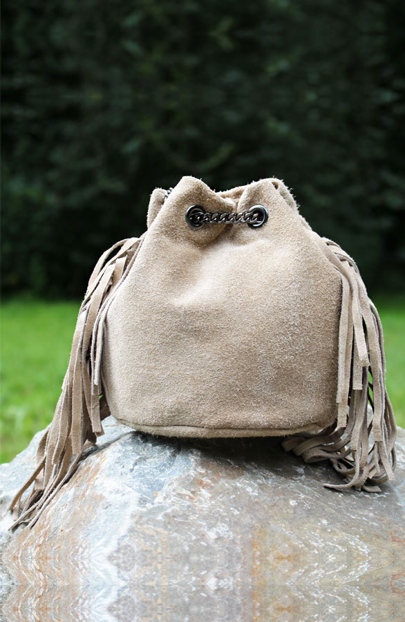 Suède Buideltasje Beige – shoparchief, foto 3