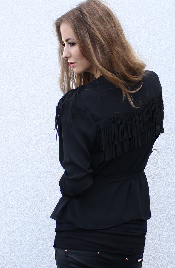 Noir Blouse Franjes – shoparchief, foto 3