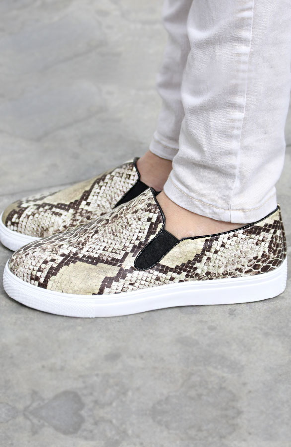 Snake Slip On Taupe – shoparchief, foto 3