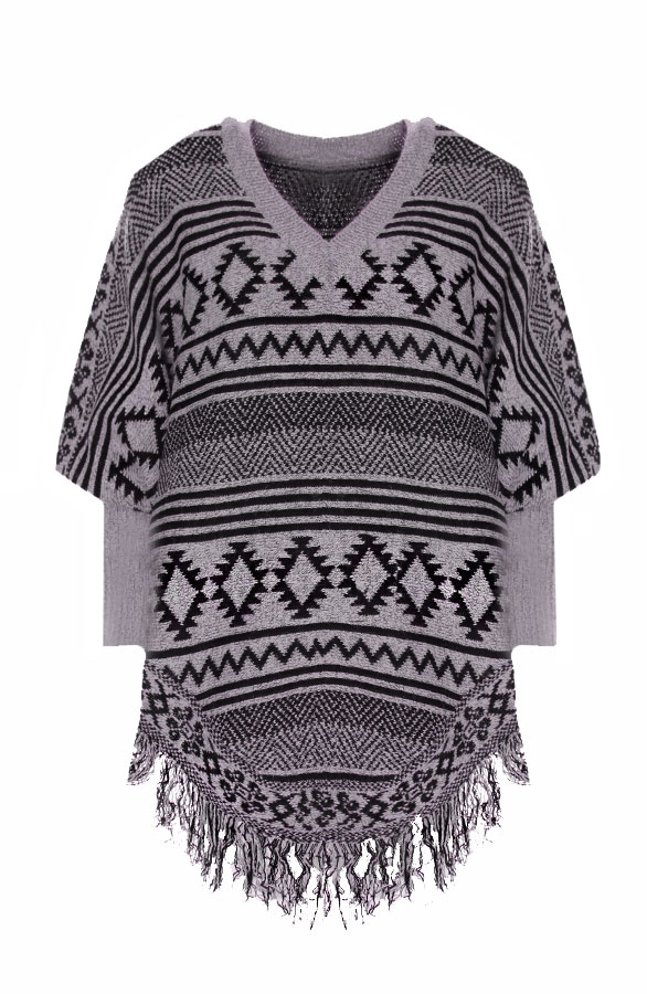 Aztec Poncho Grey – shoparchief
