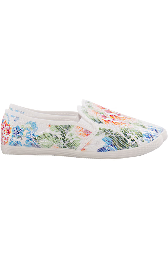 Lace Flower Slip On White – shoparchief