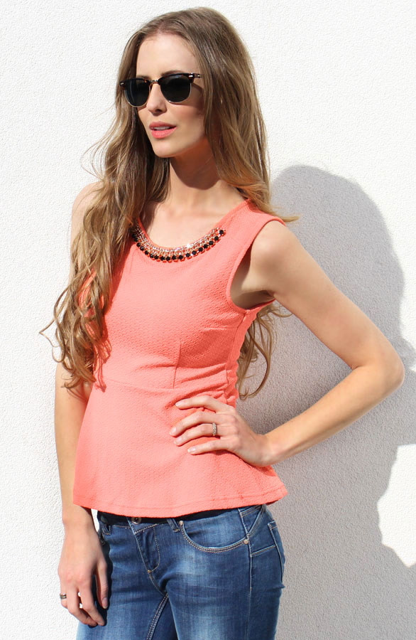 Peplum Neon Pink Top – shoparchief, foto 4