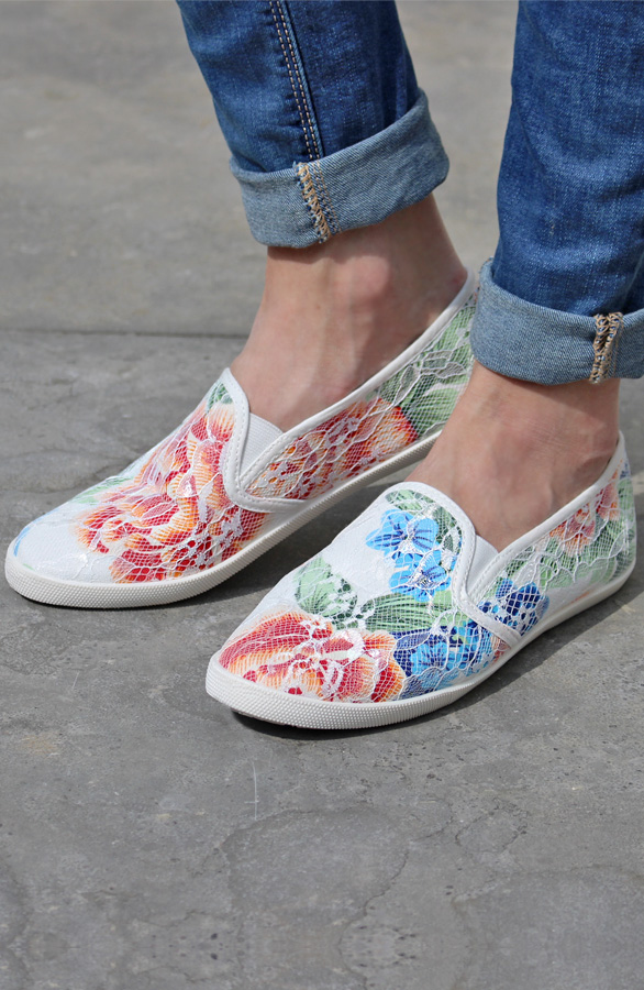 Lace Flower Slip On White – shoparchief, foto 4