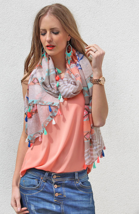 Aztec Sjaal Tassel Lemon – shoparchief, foto 4