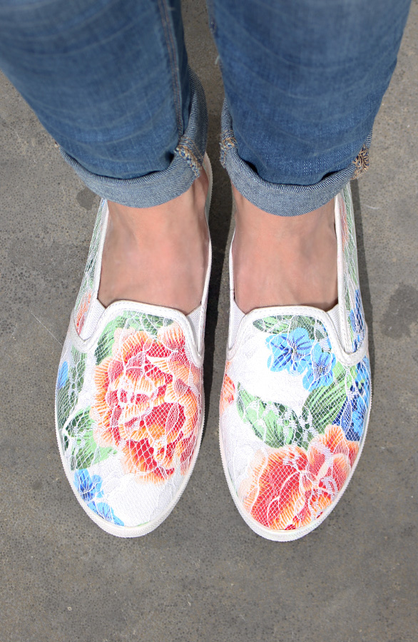 Lace Flower Slip On White – shoparchief, foto 2