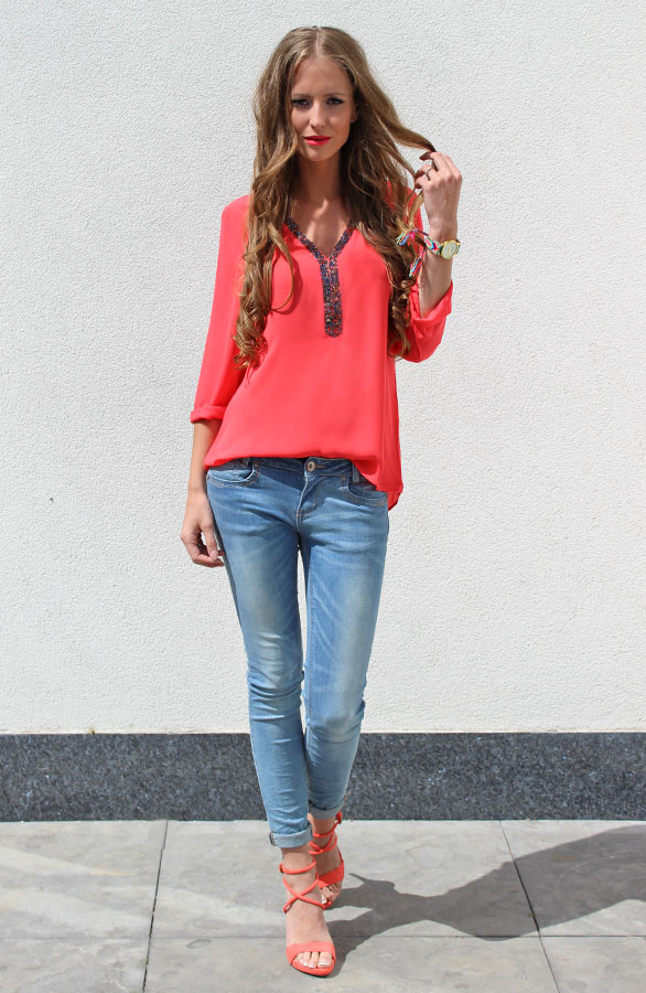 Gemstone Blouse Coral – shoparchief, foto 4