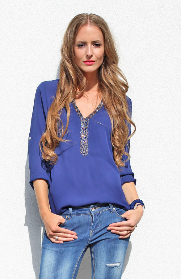 Gemstone Blouse Navy – shoparchief, foto 2