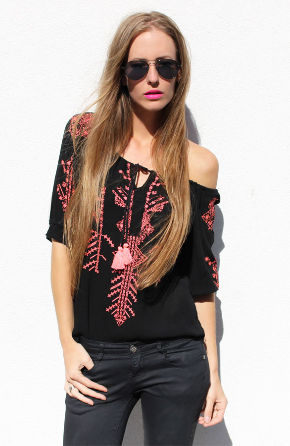 Ibiza Blouse Neon Black – shoparchief, foto 2