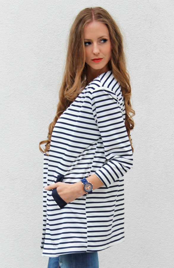 Striped BoyFriend Blazer Navy – shoparchief, foto 3