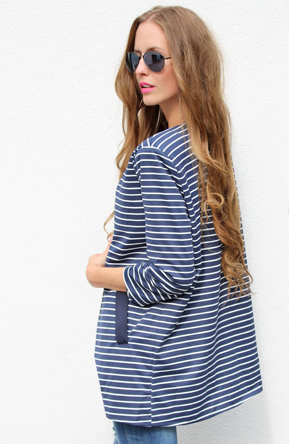 Striped Boyfriend Blazer Navy White – shoparchief, foto 3